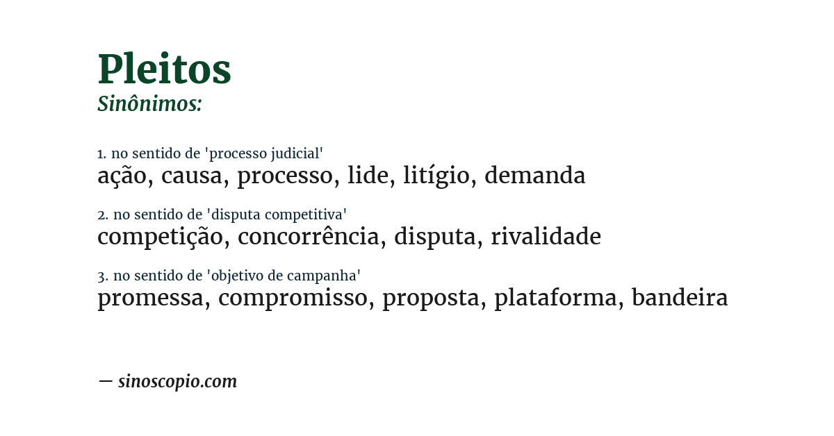 Sinônimo de pleitos