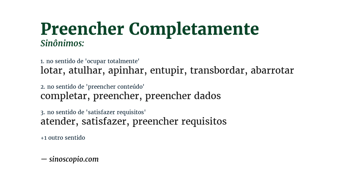 Sinônimo de preencher completamente