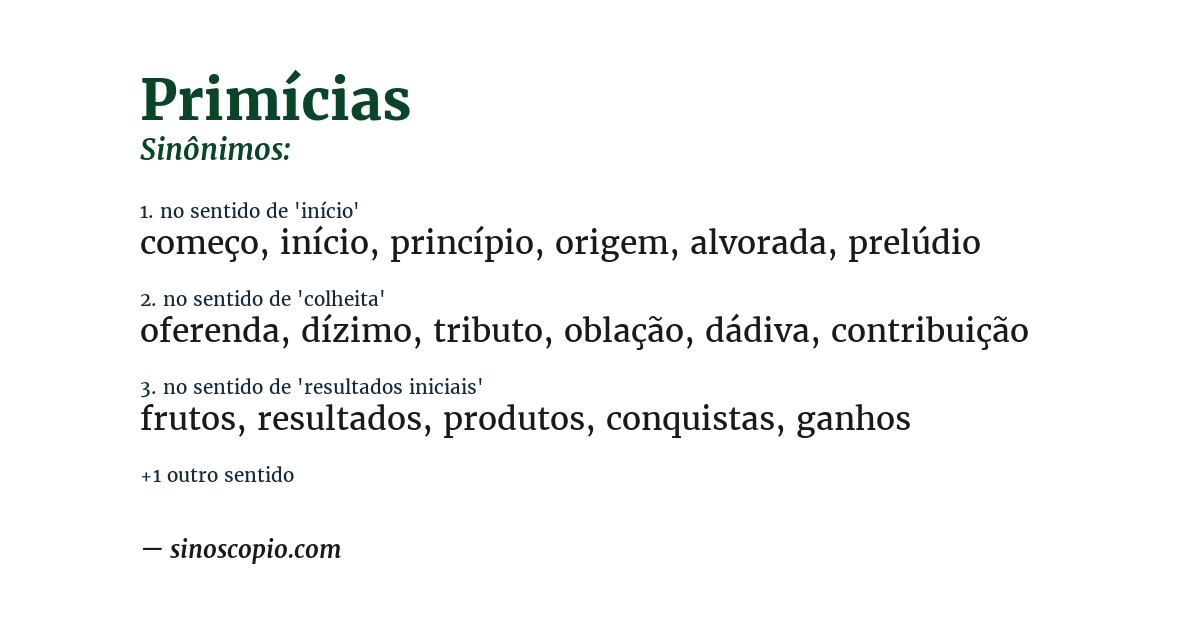 Sinônimo de primícias