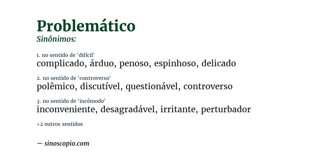 Sinônimo de problemático