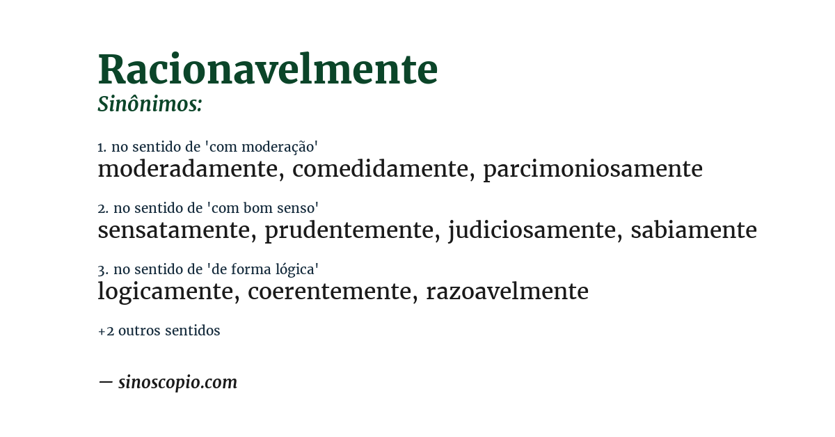 Sinônimo de racionavelmente