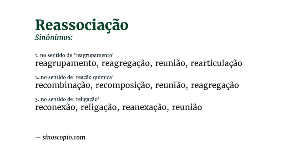 Sinônimo de reassociação