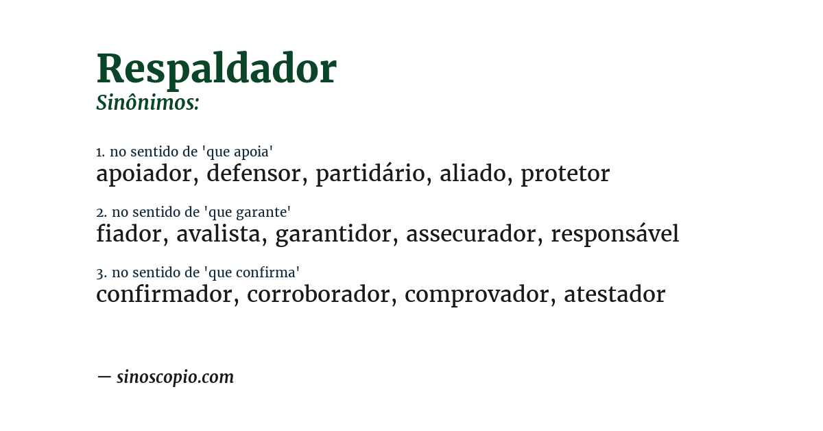 Sinônimo de respaldador