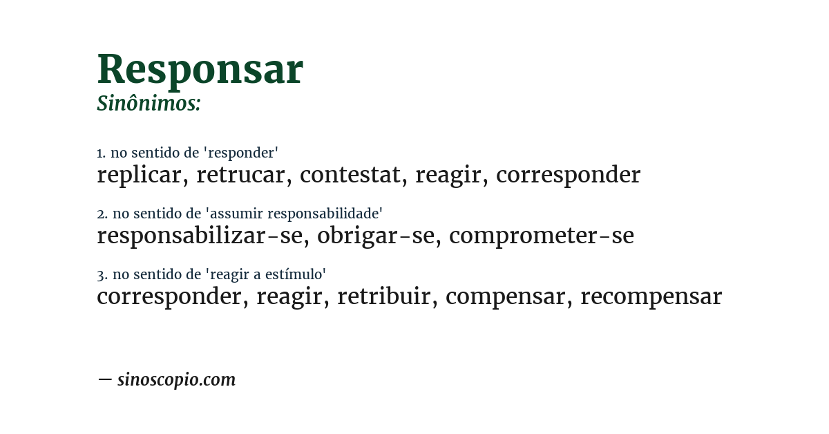 Sinônimo de responsar