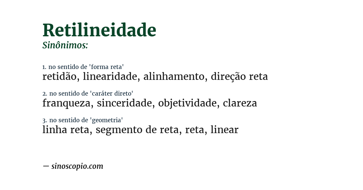 Sinônimo de retilineidade