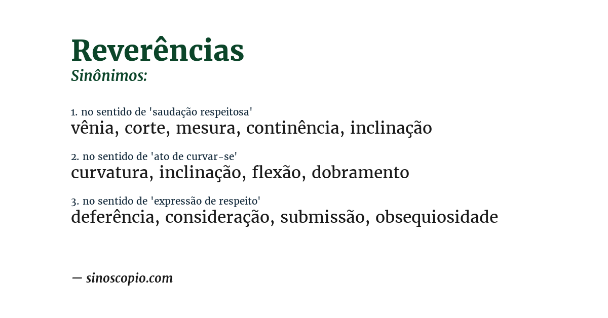 Sinônimo de reverências