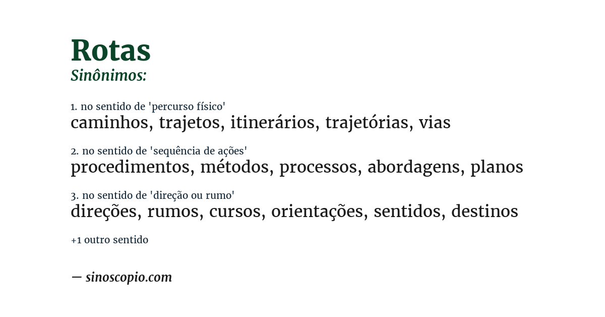 Sinônimo de rotas