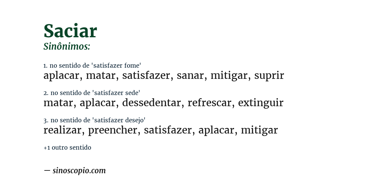Sinônimo de saciar