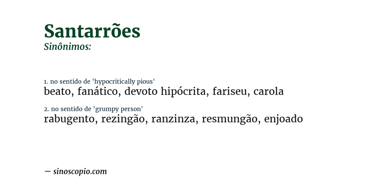 Sinônimo de santarrões