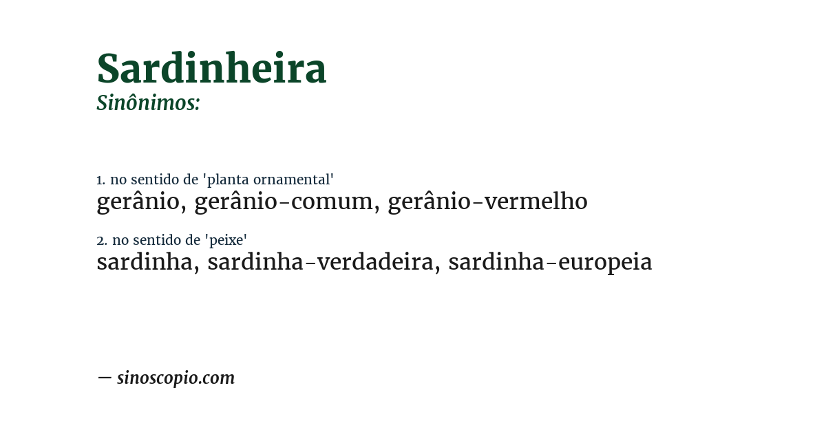 Sinônimo de sardinheira