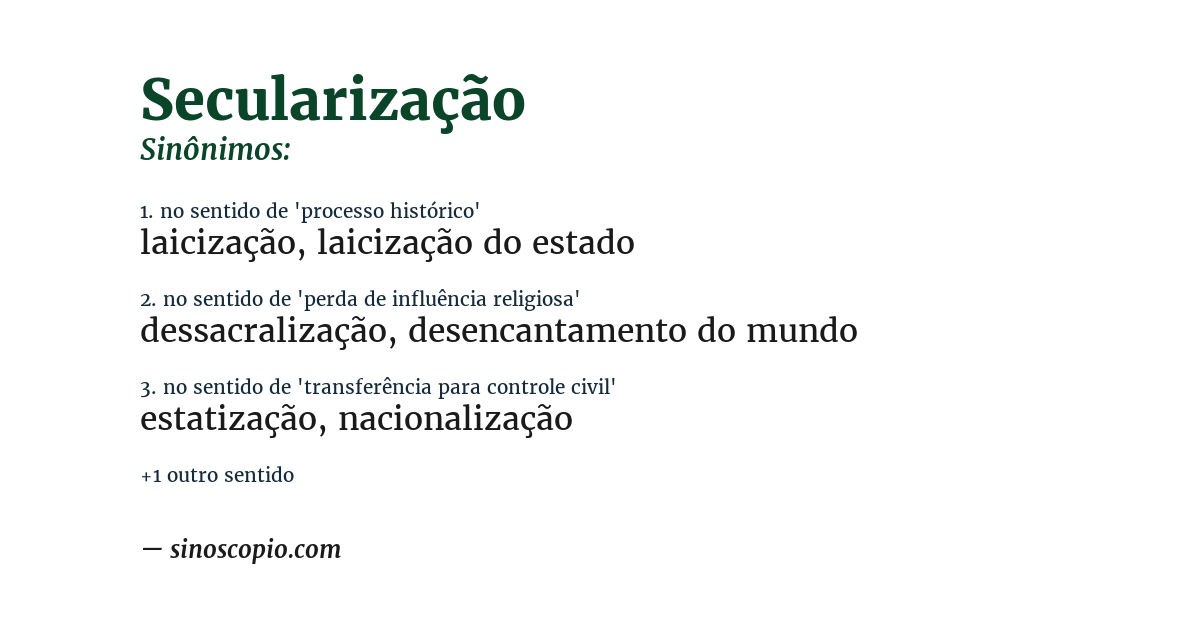 Sinônimo de secularização