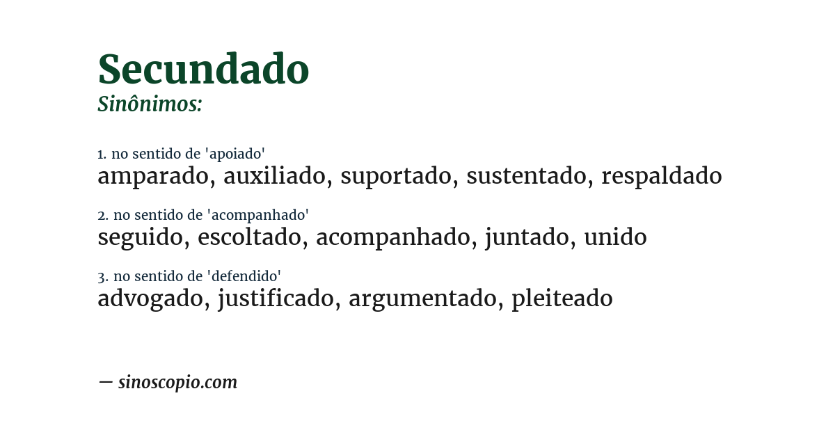 Sinônimo de secundado