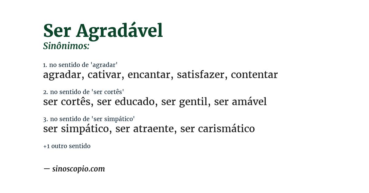 Sinônimo de ser agradável