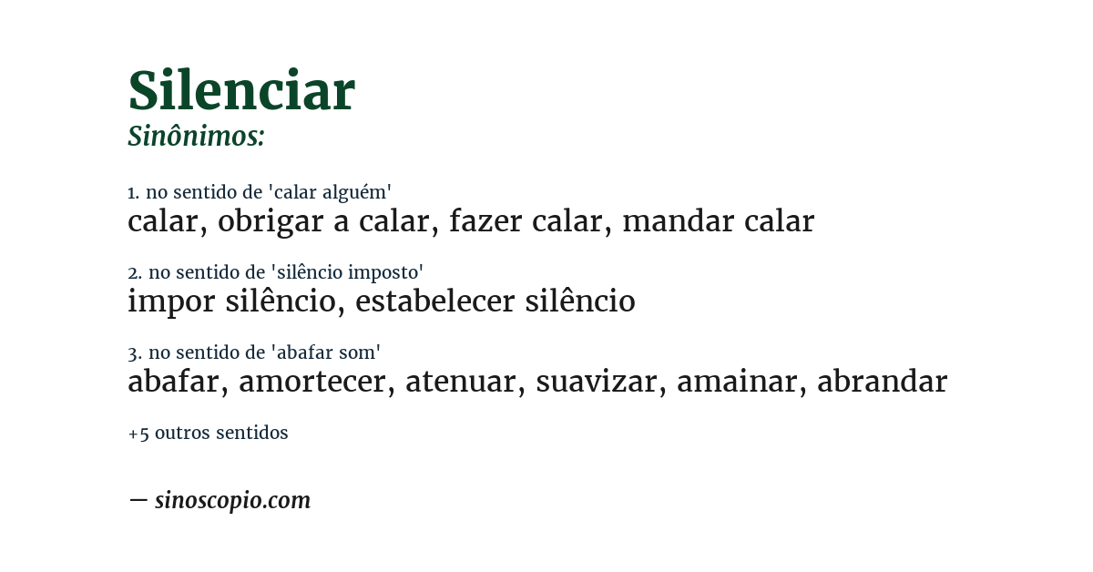 Sinônimo de silenciar