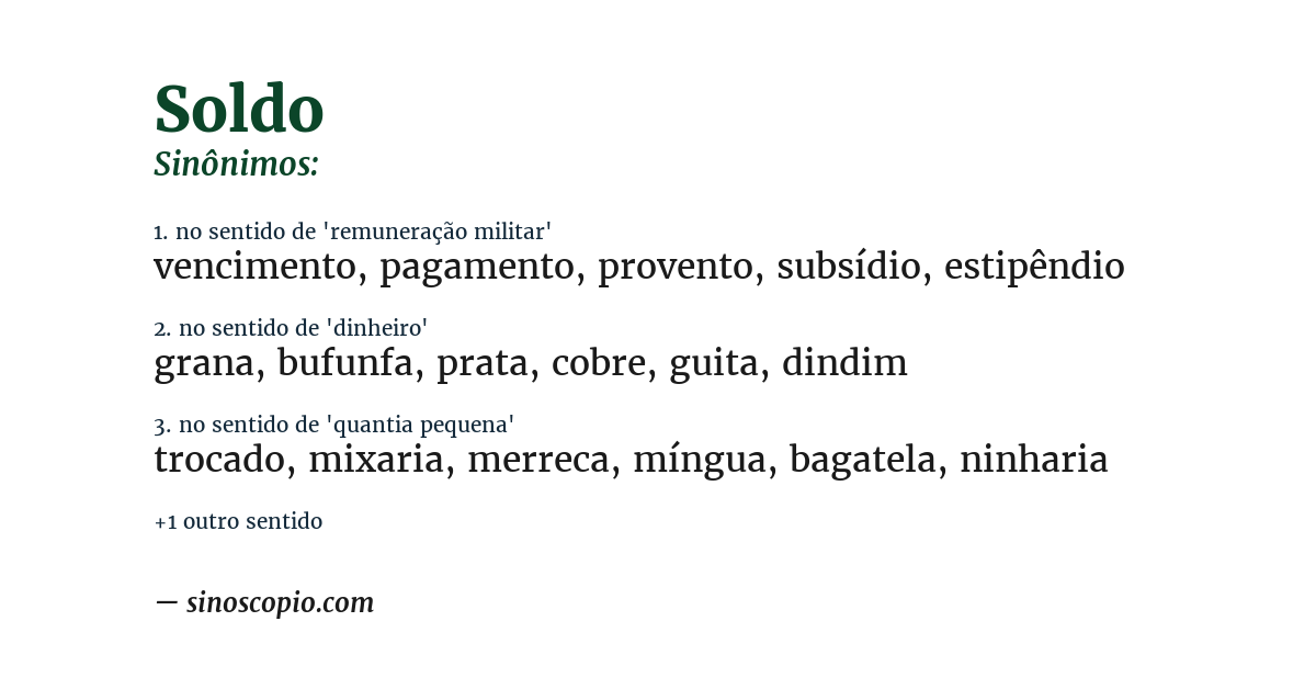Sinônimo de soldo