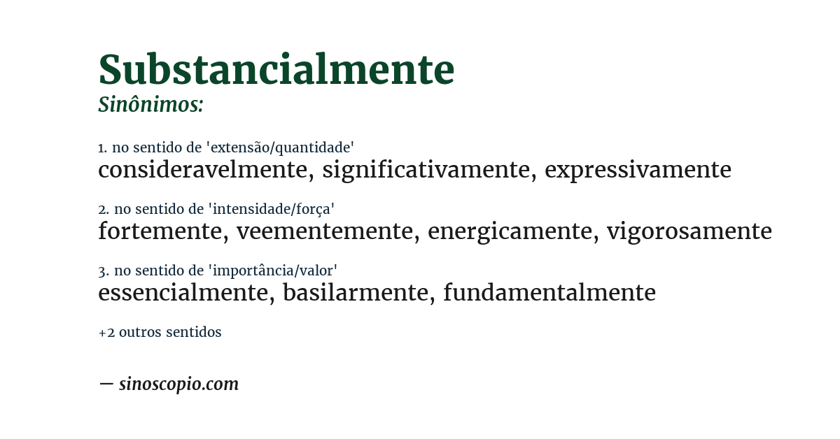 Sinônimo de substancialmente