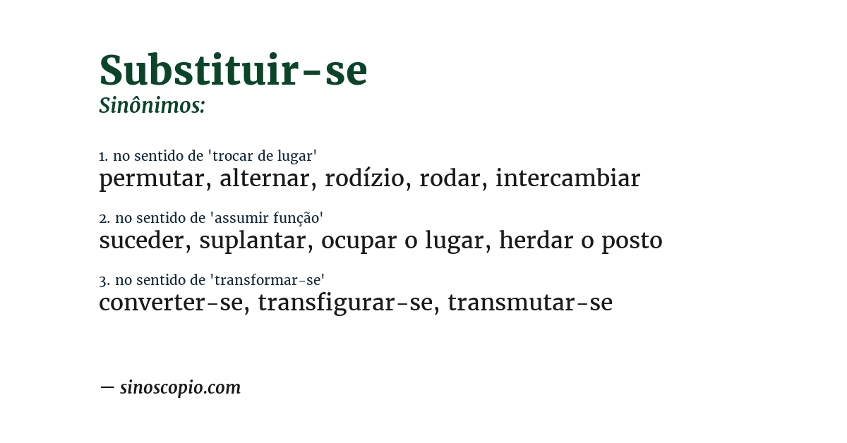Sinônimo de substituir-se
