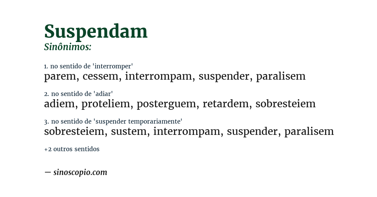 Sinônimo de suspendam