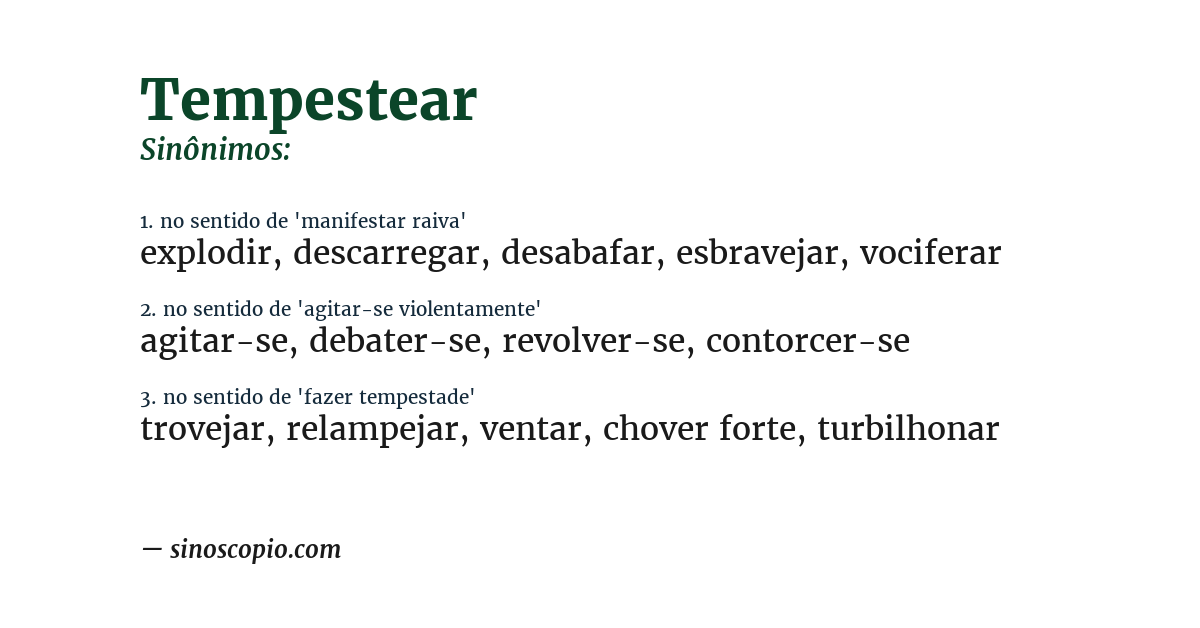 Sinônimo de tempestear