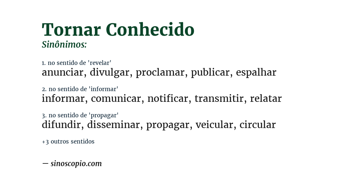 Sinônimo de tornar conhecido