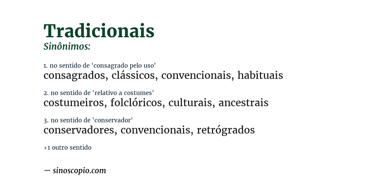 Sinônimo de tradicionais