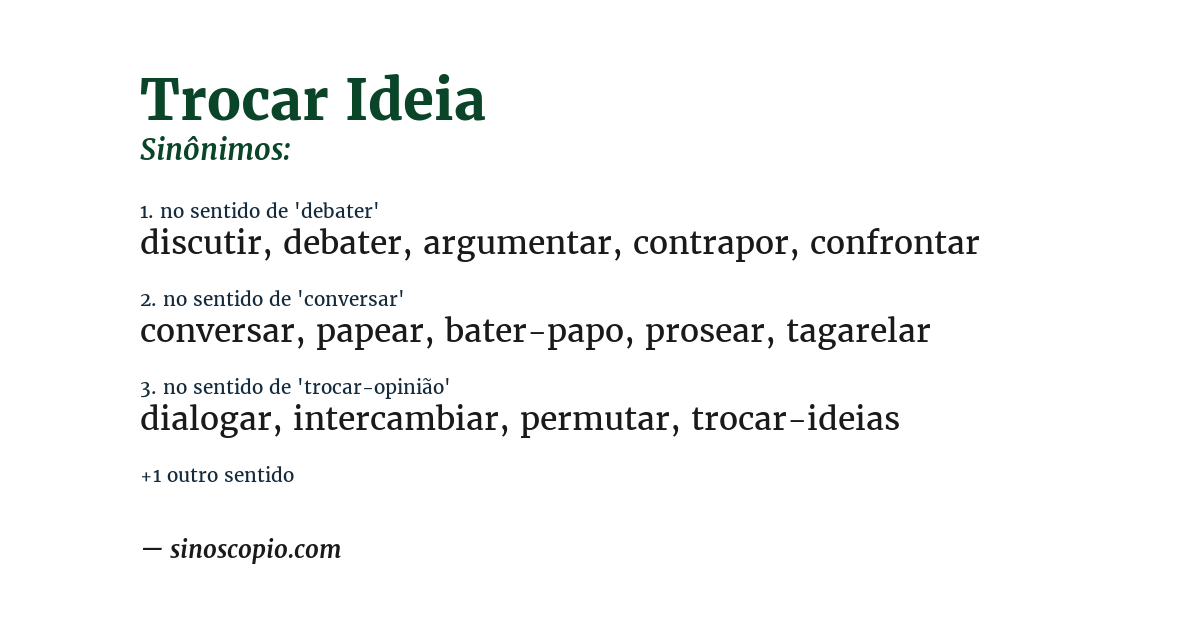 Sinônimo de trocar ideia
