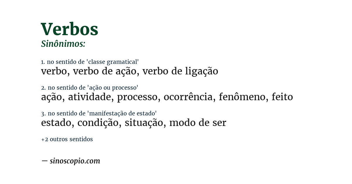 Sinônimo de verbos