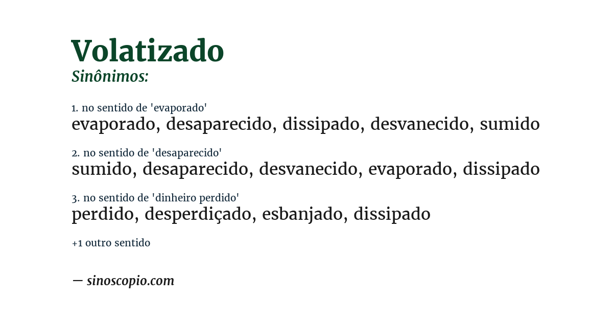 Sinônimo de volatizado