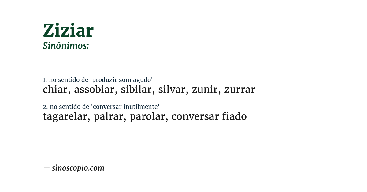 Sinônimo de ziziar