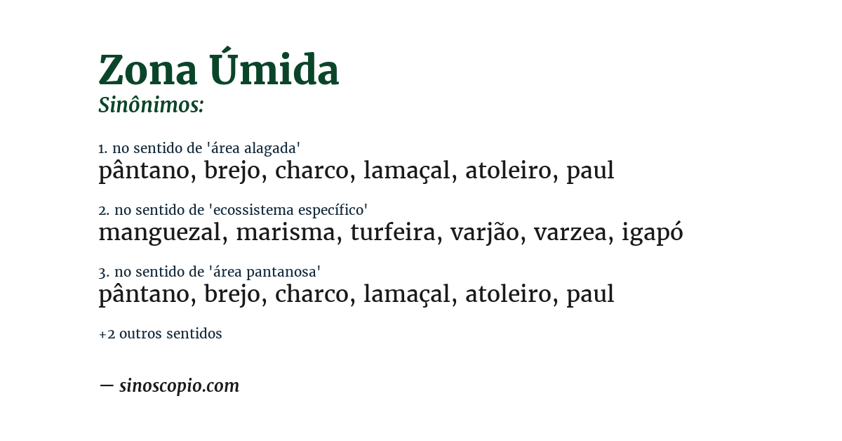 Sinônimo de zona úmida