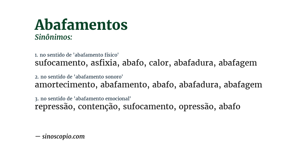 Sinônimo de abafamentos
