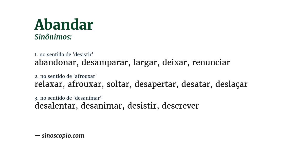 Sinônimo de abandar
