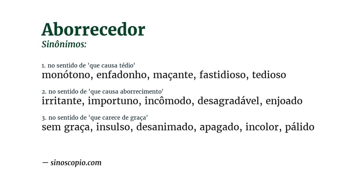 Sinônimo de aborrecedor