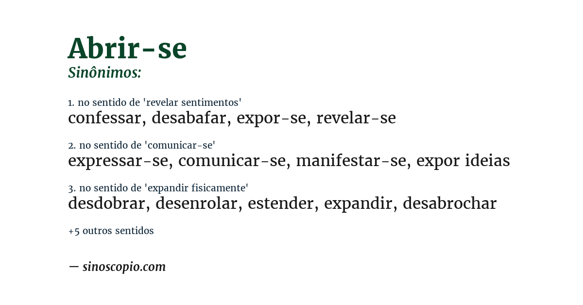 Sinônimo de abrir-se
