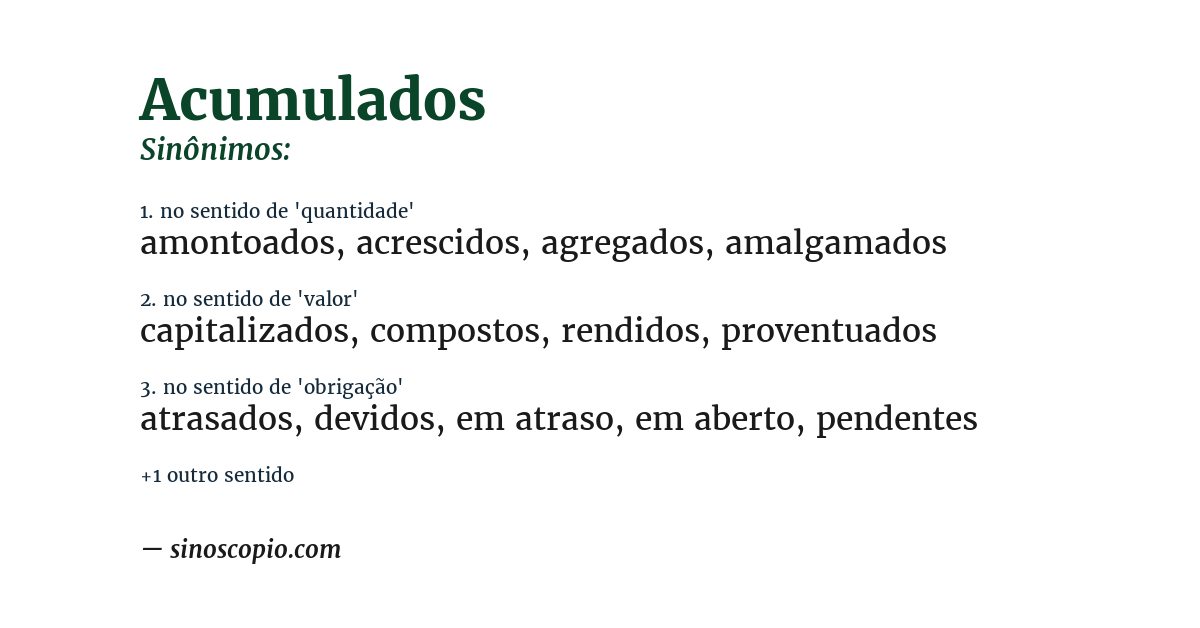 Sinônimo de acumulados