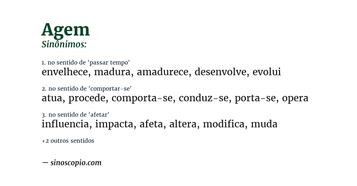 Sinônimo de agem