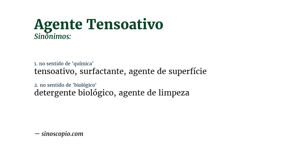 Sinônimo de agente tensoativo