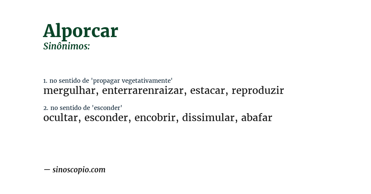 Sinônimo de alporcar