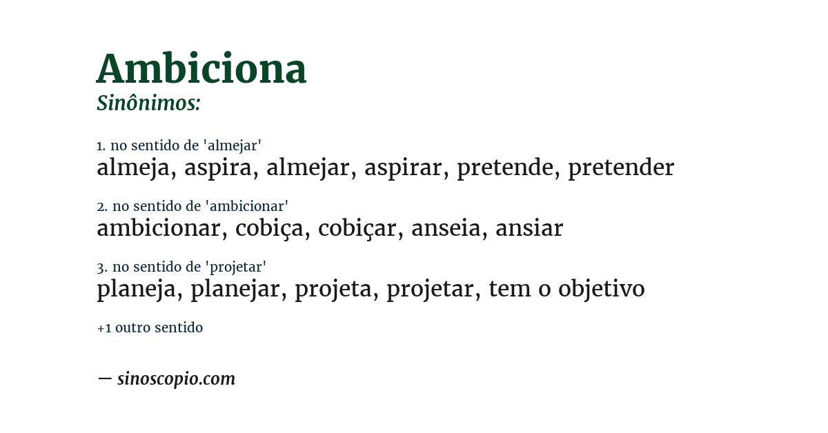 Sinônimo de ambiciona
