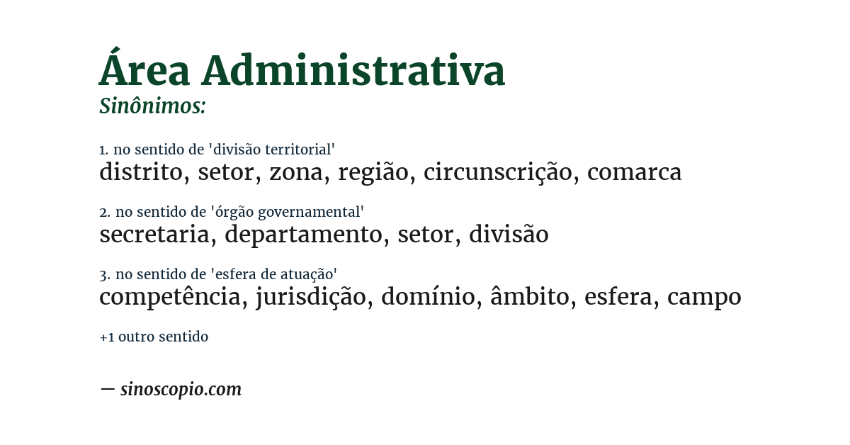 Sinônimo de área administrativa