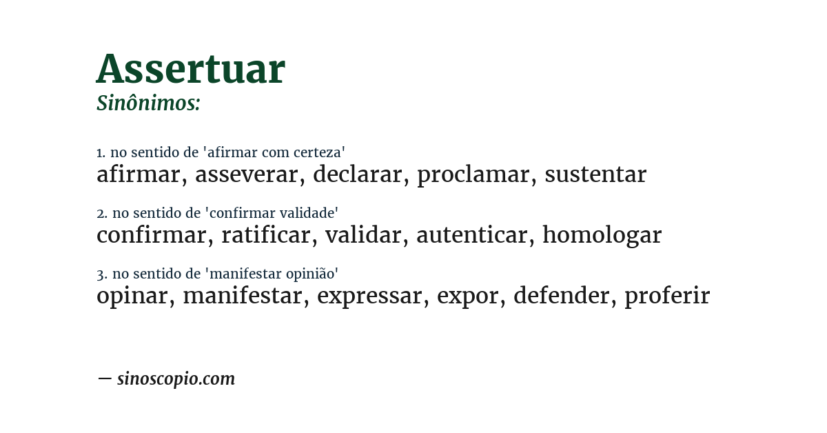 Sinônimo de assertuar