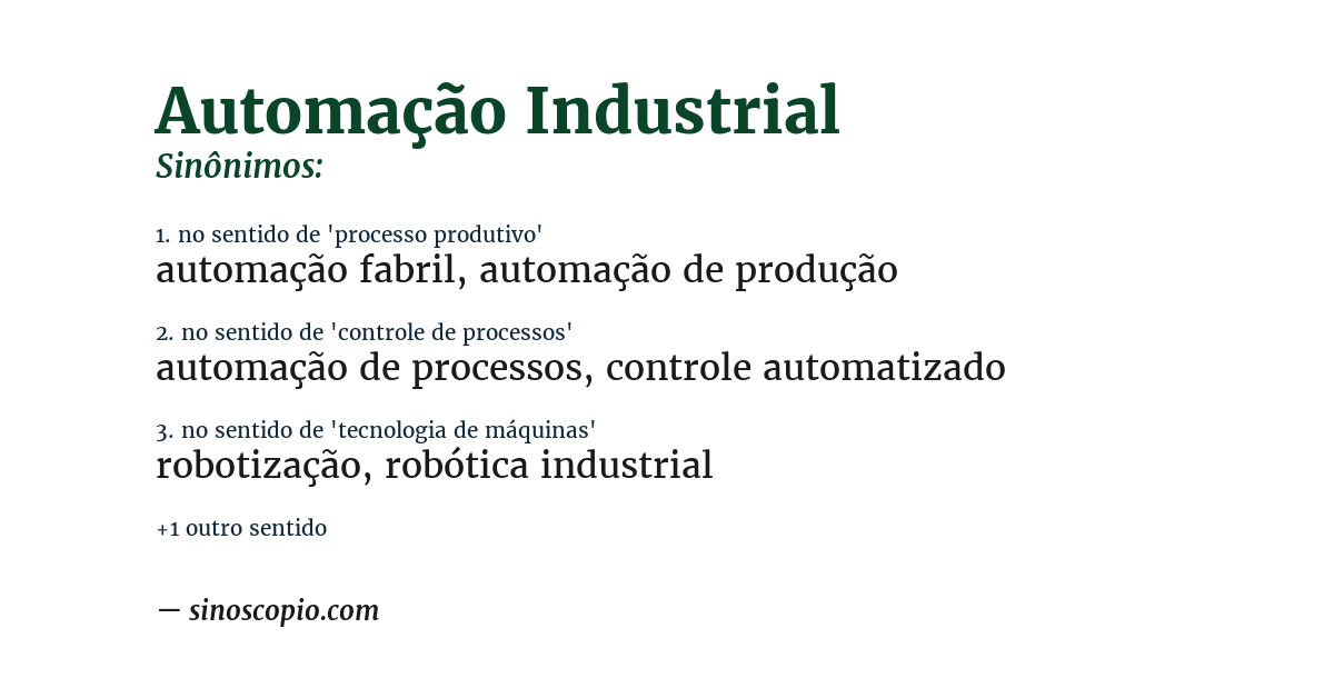 Sinônimo de automação industrial