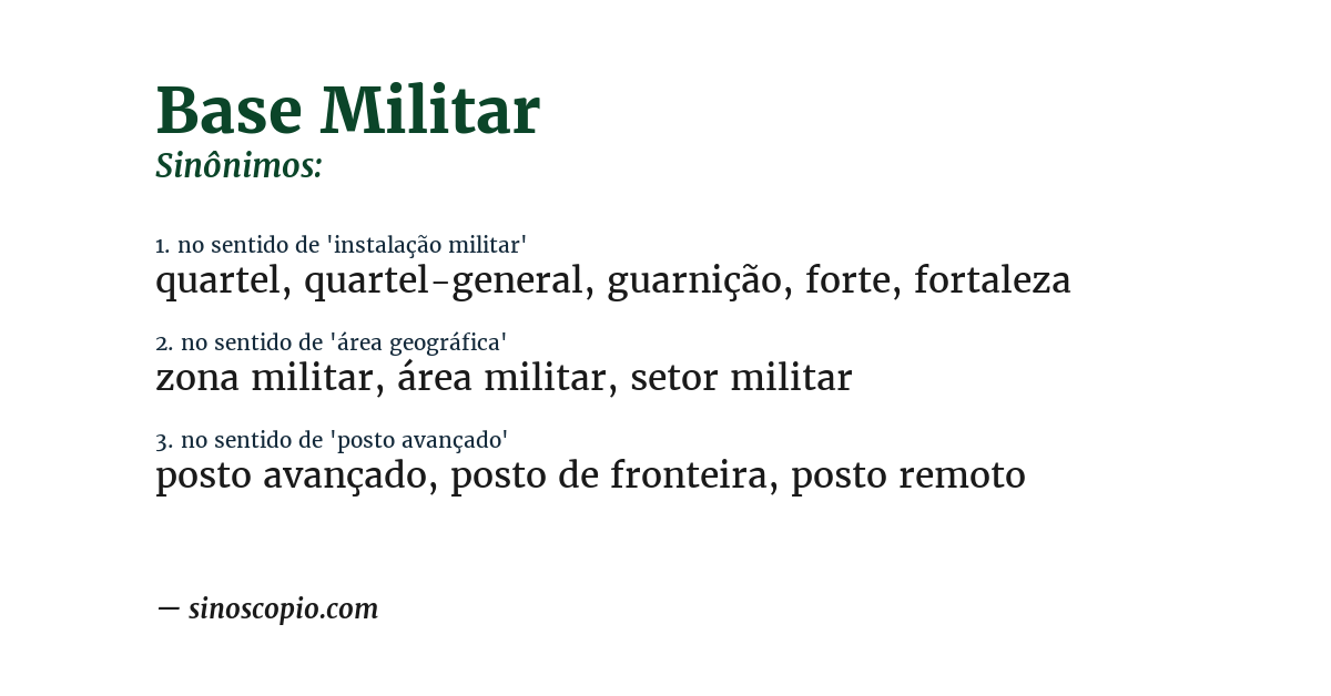 Sinônimo de base militar