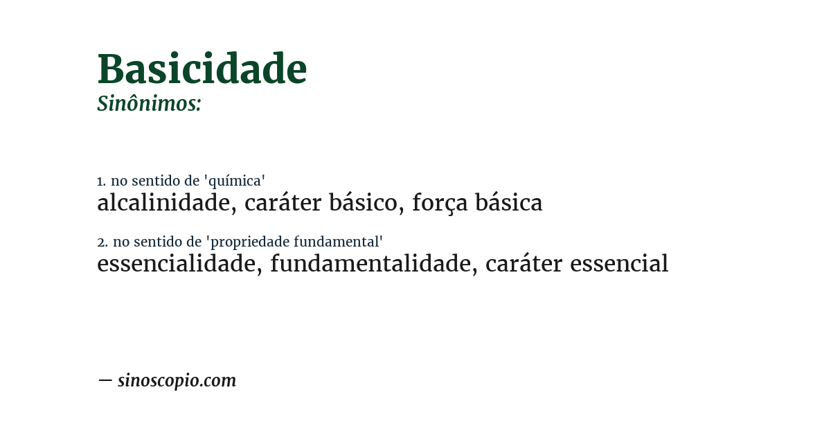 Sinônimo de basicidade