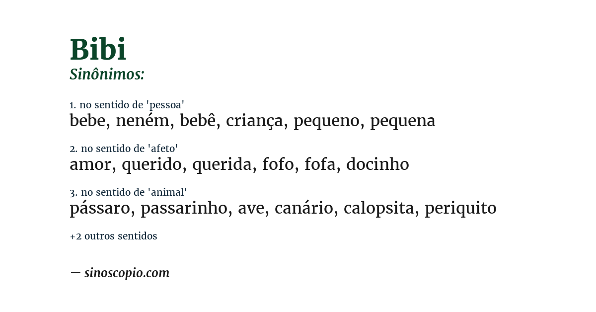 Sinônimo de bibi