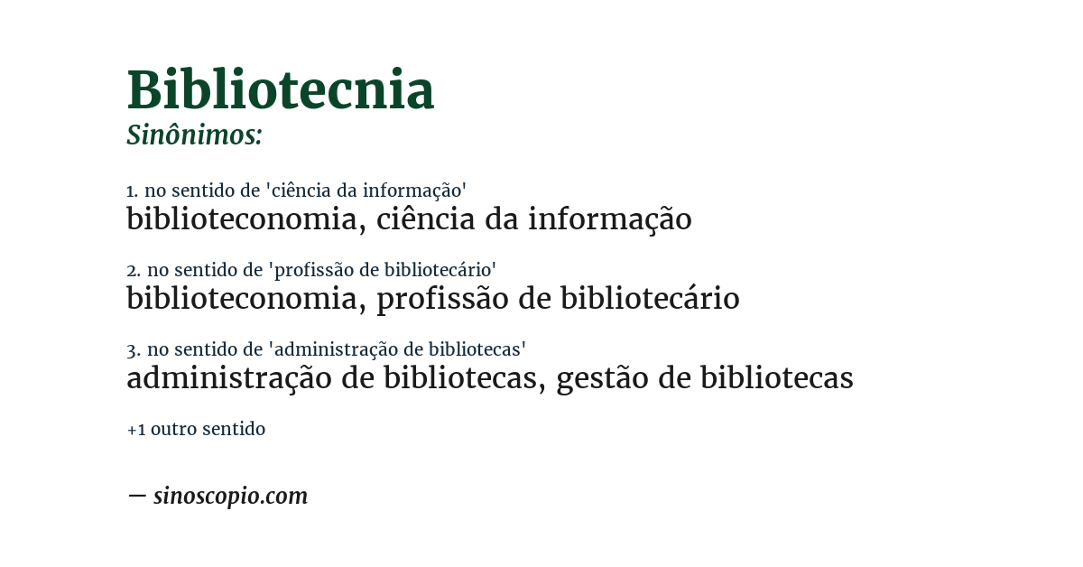 Sinônimo de bibliotecnia