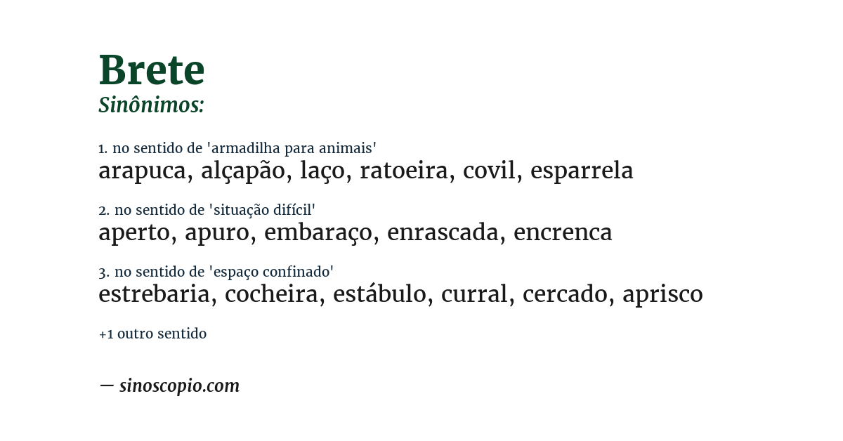 Sinônimo de brete