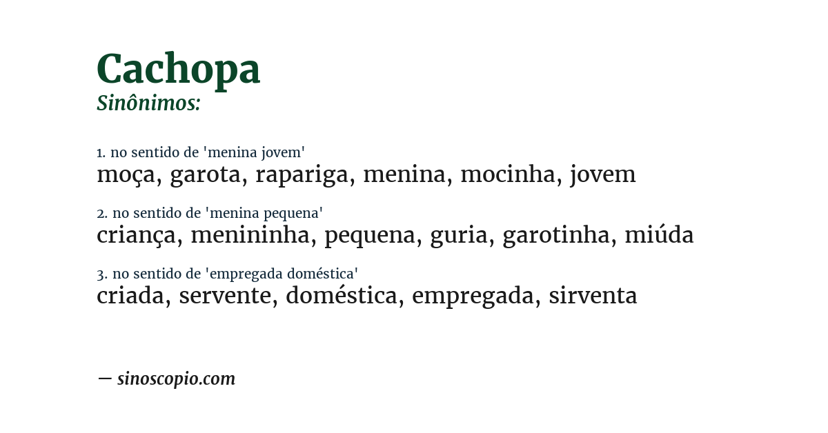 Sinônimo de cachopa