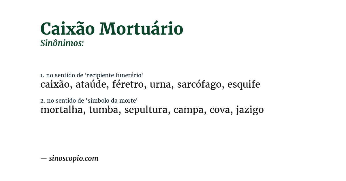 Sinônimo de caixão mortuário
