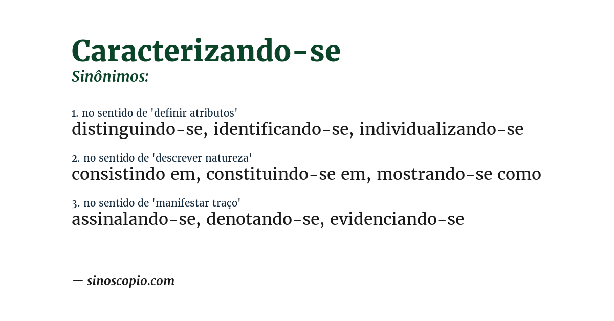 Sinônimo de caracterizando-se